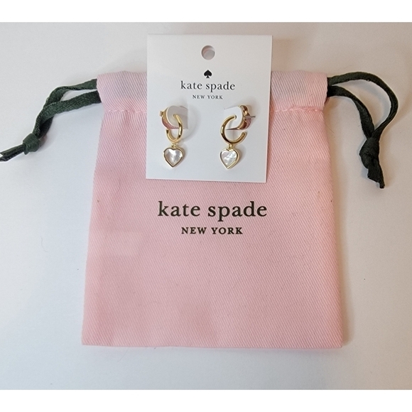 NWT Kate Spade Mother-of-pearl Drop Huggie Hoop Earrings - Picture 4 of 6